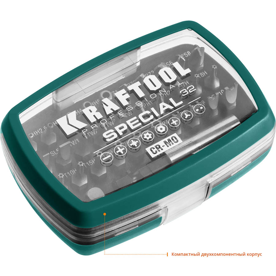 KRAFTOOL 32 шт., набор специальных бит с адаптером 2610-H32 купить по цене 1 320 ₽ в интернет магазине ТЕХСАД