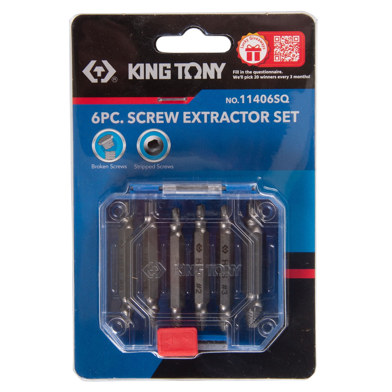 Набор экстракторов, 2-12 мм, 6 предметов KING TONY 11406SQ купить по цене 1&nbsp;380 ₽ в интернет магазине ТЕХСАД