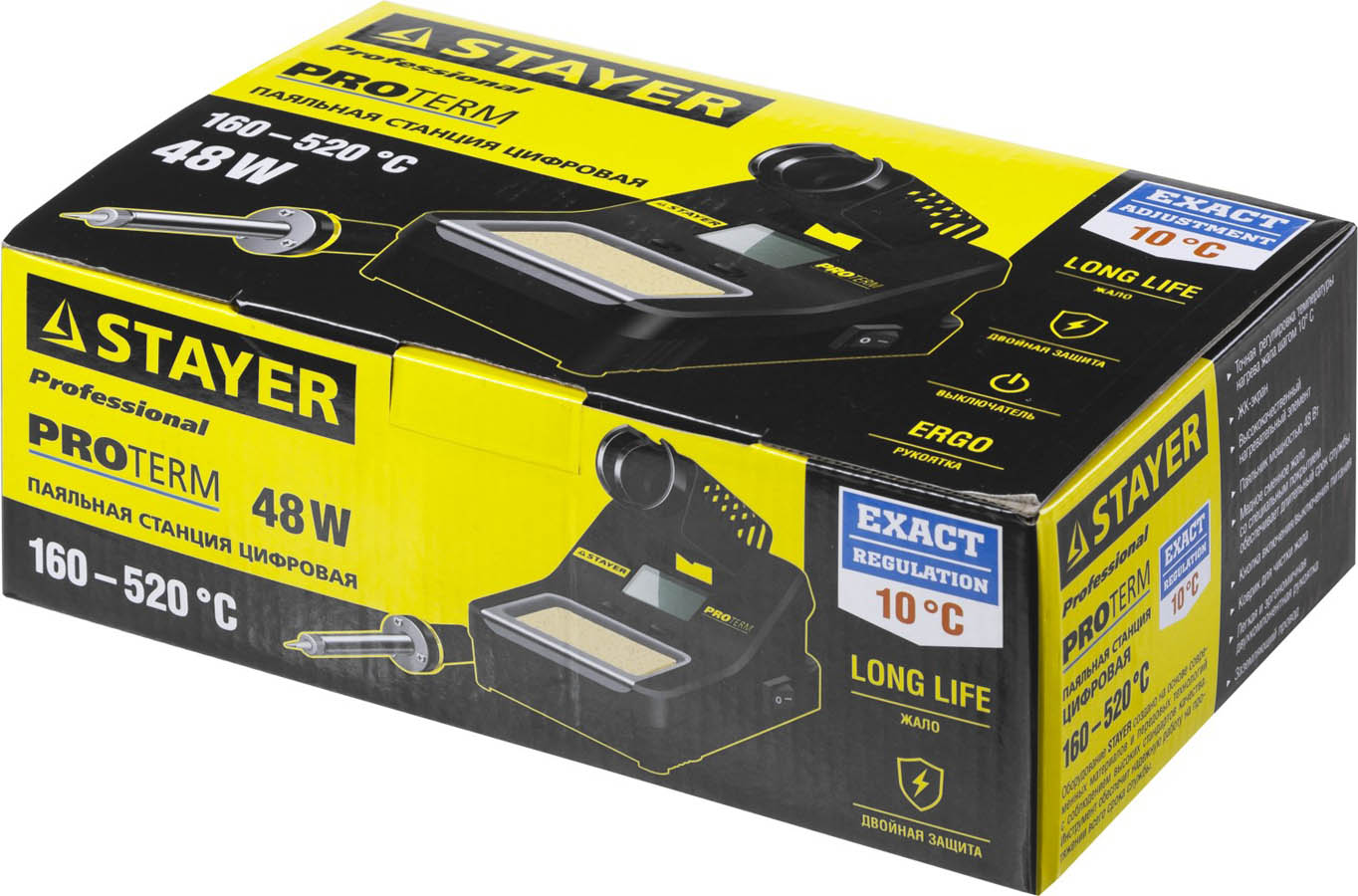 STAYER 160-520°C, 48 Вт, шаг 10°C, жк дисплей, паяльная станция цифровая 55370 купить по цене 3&nbsp;390 ₽ в интернет магазине ТЕХСАД