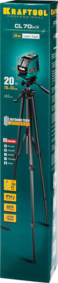 KRAFTOOL линейный лазерный нивелир со штативом CL70 3 34660-3 Professional купить по цене 12&nbsp;280 ₽ в интернет магазине ТЕХСАД