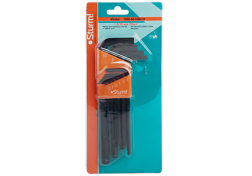 Ключ шестигранный Sturm! 1045-04-10Bx10 купить по цене 810 ₽ в интернет магазине ТЕХСАД