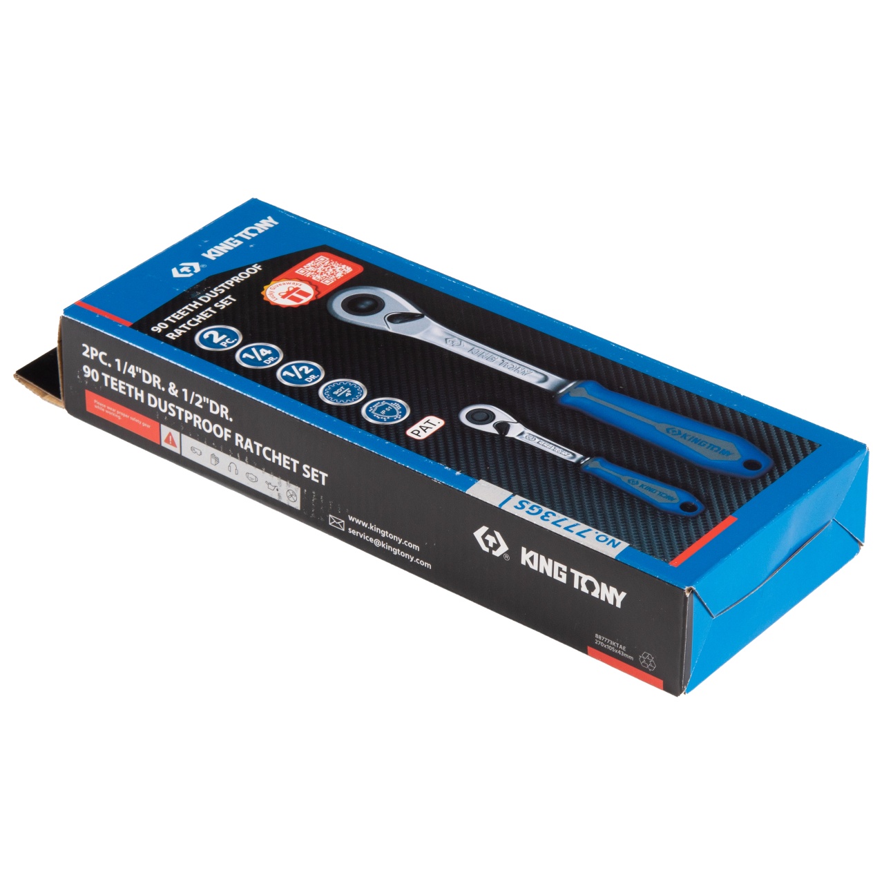 Набор трещоток 1/4'', 1/2'', 90 зубцов, флажковых с кнопкой, 2 предмета KING TONY 7773GS купить по цене 4 620 ₽ в интернет магазине ТЕХСАД