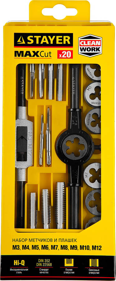 STAYER 20 предметов, легированная сталь, набор метчиков и плашек MaxCut 28012-H20 купить по цене 2 450 ₽ в интернет магазине ТЕХСАД