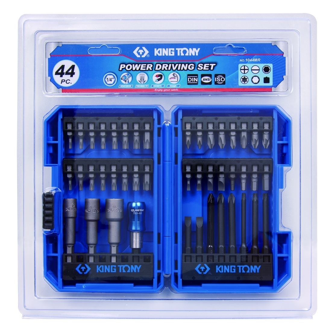 Набор вставок (бит) 1/4'', PH, PZ, Hex, Torx, Slotted, 44 предмета KING TONY 1044MR купить по цене 3 180 ₽ в интернет магазине ТЕХСАД