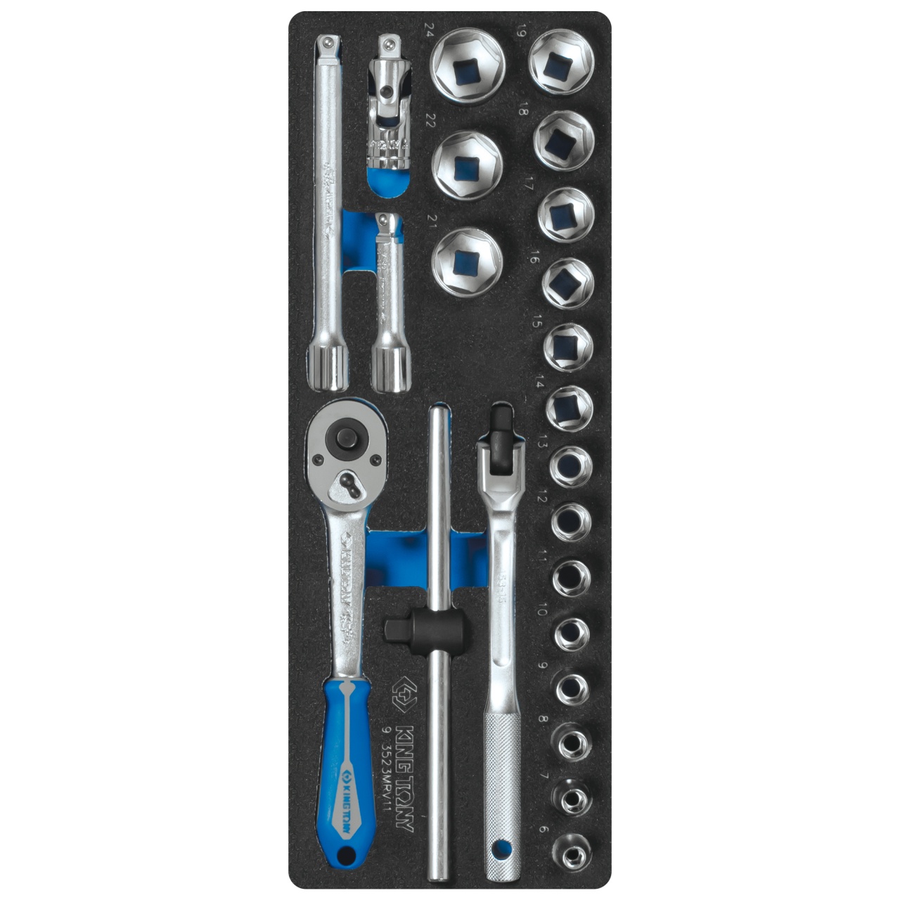 Набор торцевых головок 3/8'' с принадлежностями, ложемент, 23 предмета KING TONY 9-3523MRV11 купить по цене 8 460 ₽ в интернет магазине ТЕХСАД