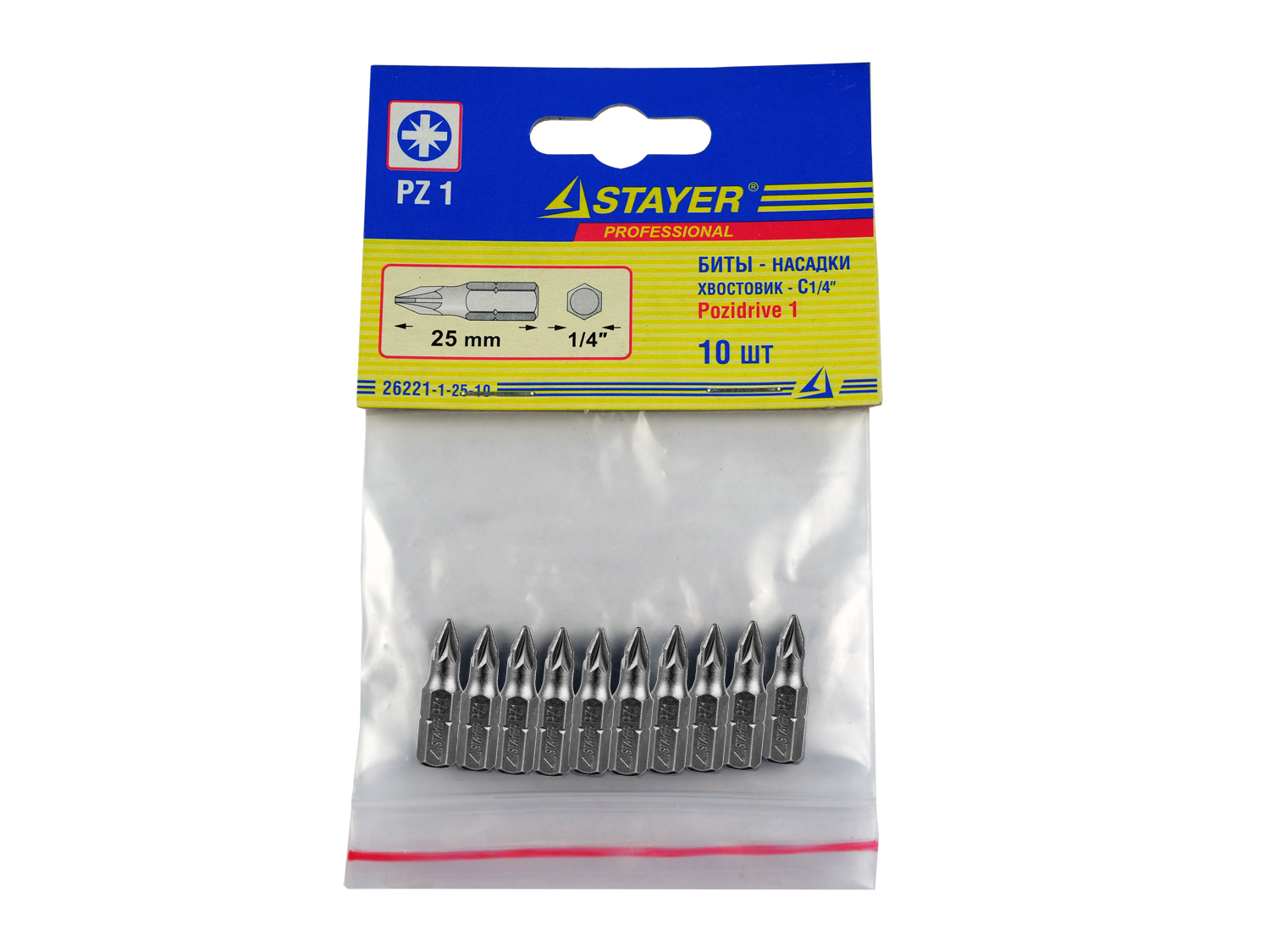 STAYER PZ1, 25 мм, 10 шт., Cr-V сталь, набор бит PROFI 26221-1-25-10 купить по цене 0 ₽ в интернет магазине ТЕХСАД