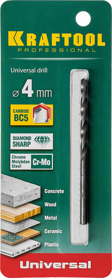 KRAFTOOL  4 x 80 мм, сверло универсальное 29172-080-4_z01 купить по цене 51 ₽ в интернет магазине ТЕХСАД