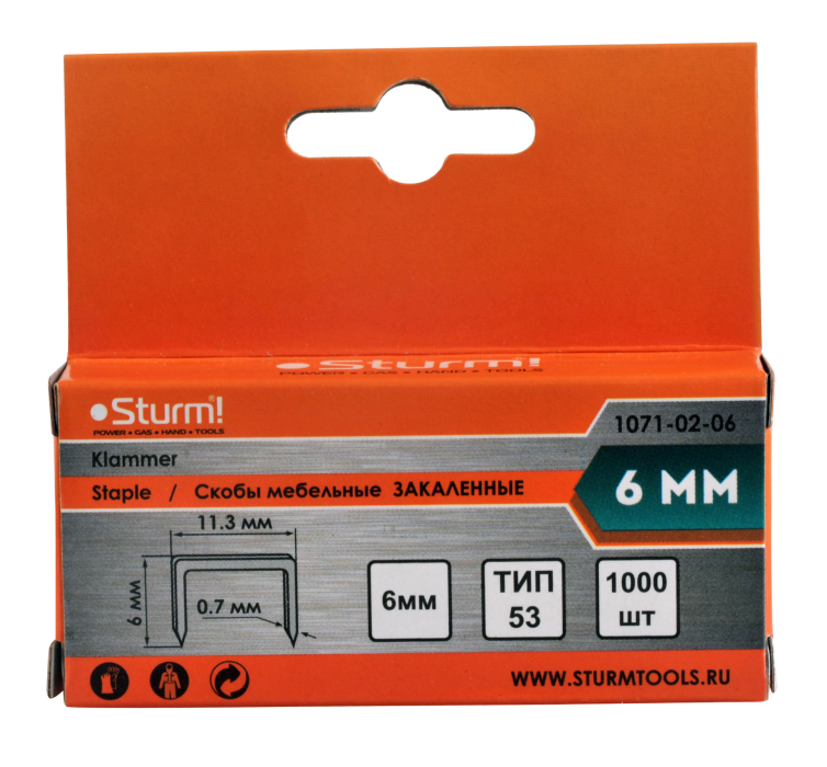 Скобы для степлера Sturm! 1071-02-06 купить по цене 60 ₽ в интернет магазине ТЕХСАД