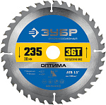 ЗУБР  235 x 30 мм, 36Т, диск пильный по дереву Оптима 36903-235-30-36_z01 купить по цене 1 510 ₽ в интернет магазине ТЕХСАД