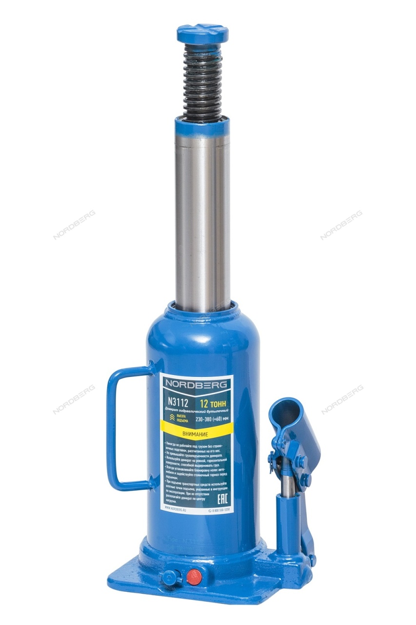 Домкрат бутылочный 12 т NORDBERG N3112 купить по цене 3 379 ₽ в интернет магазине ТЕХСАД