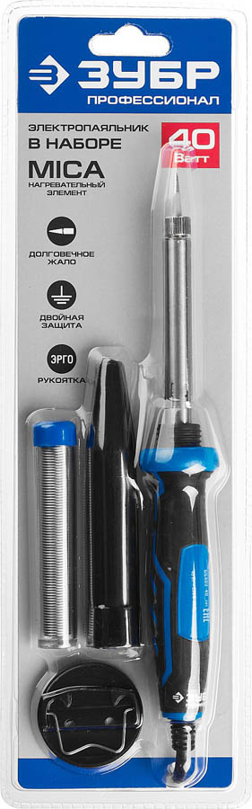 ЗУБР 40 Вт, 220 В, конус, двухкомпонентная рукоятка, электропаяльник 55402-40_z01 Профессионал купить по цене 1 120 ₽ в интернет магазине ТЕХСАД