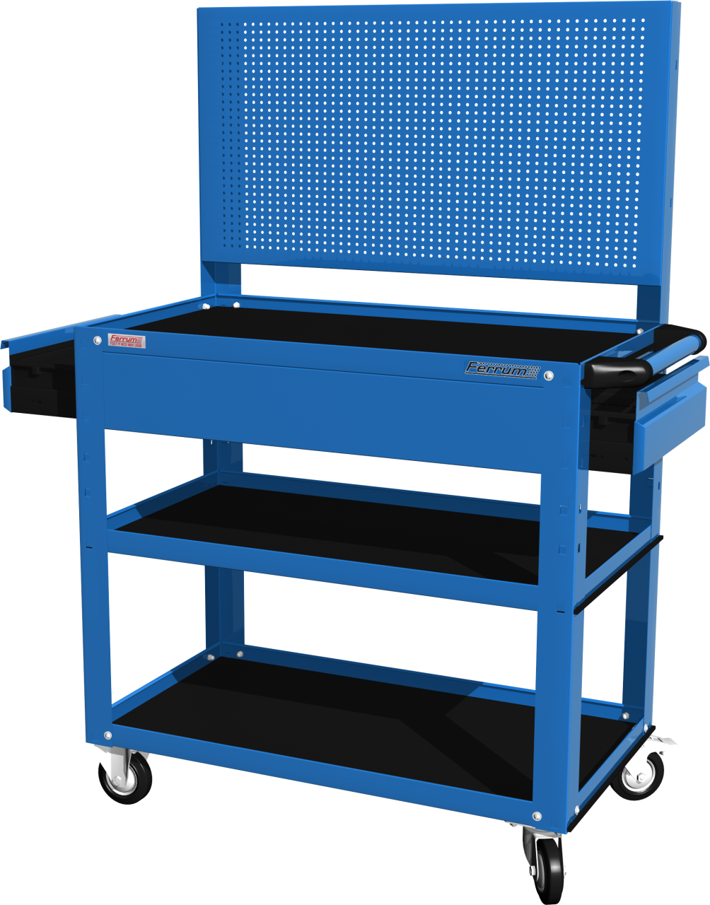Тележка открытая, 3 полки и 2 ящика, синяя FERRUM 02.232P-5015 купить по цене 15 967 ₽ в интернет магазине ТЕХСАД
