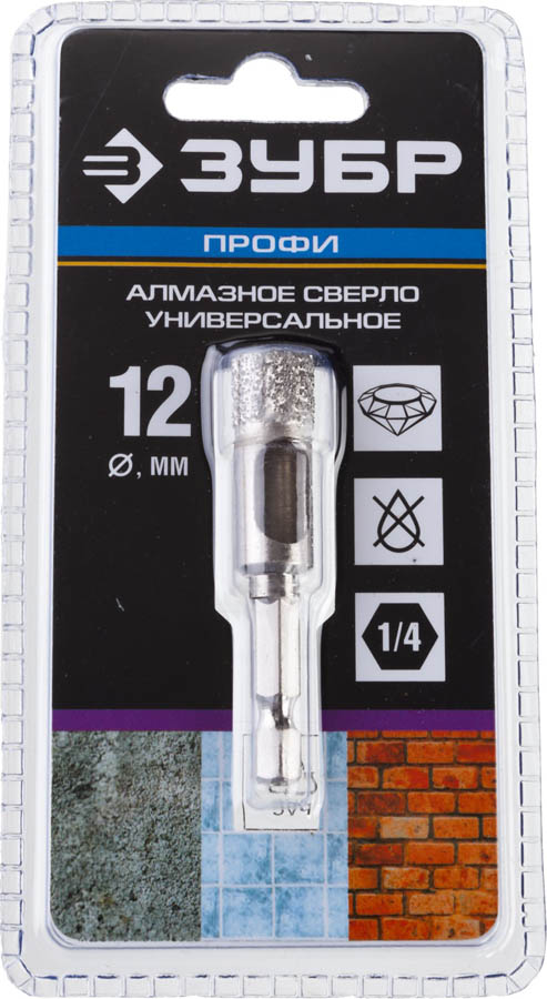 ЗУБР Ø12 мм, ВВС, HEX 1/4'', алмазное, сверло трубчатое универсальное 29865-12 Профессионал купить по цене 860 ₽ в интернет магазине ТЕХСАД