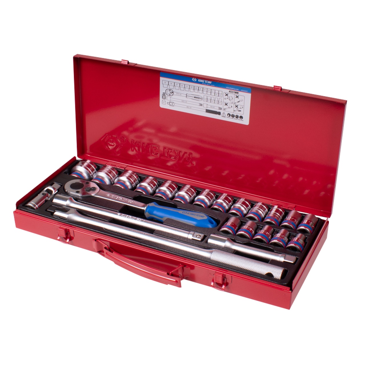 Набор торцевых головок с принадлежностями 1/2'', шестигранные, 10-32 мм, 23 предмета KING TONY 4531MR купить по цене 12 600 ₽ в интернет магазине ТЕХСАД