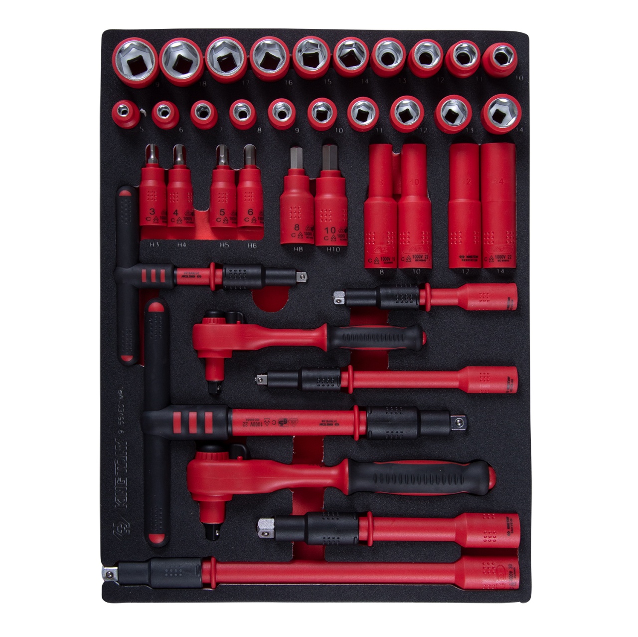 Набор торцевых диэлектрических головок с принадлежностями 1/4'', 3/8'', шестигранные, 5-19 мм, ложемент, 38 предметов KING TONY 9-55VE01MRV купить по цене 47 050 ₽ в интернет магазине ТЕХСАД