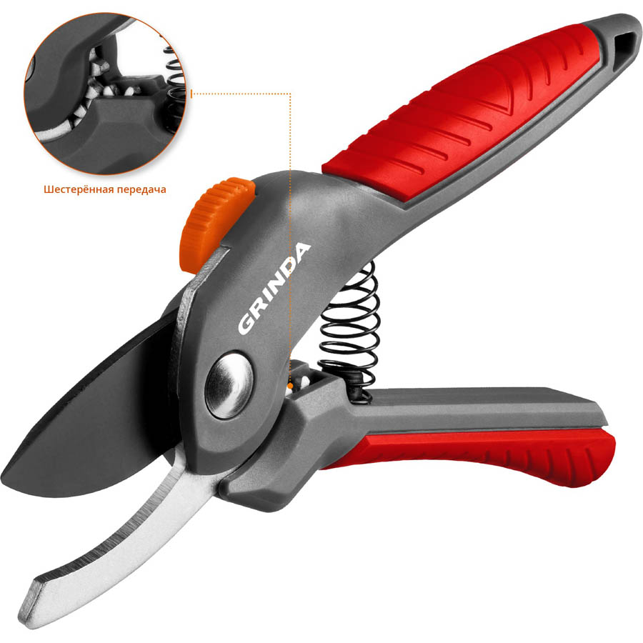 GRINDA 200 мм, с двухкомпонентными рукоятками, плоскостной секатор G-22 423122 купить по цене 737 ₽ в интернет магазине ТЕХСАД