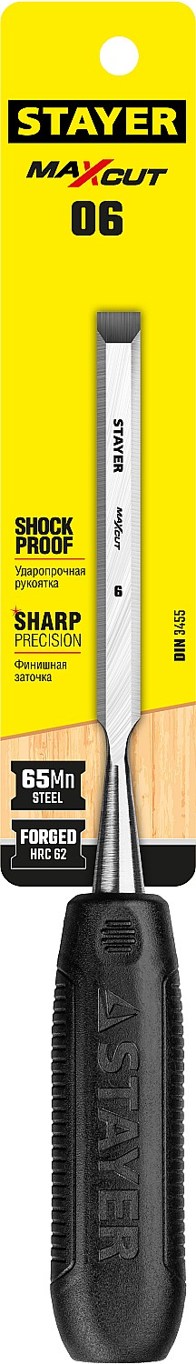 STAYER 6 мм, с плоской пластмассовой ручкой, стамеска 1820-06_z01 купить по цене 420 ₽ в интернет магазине ТЕХСАД