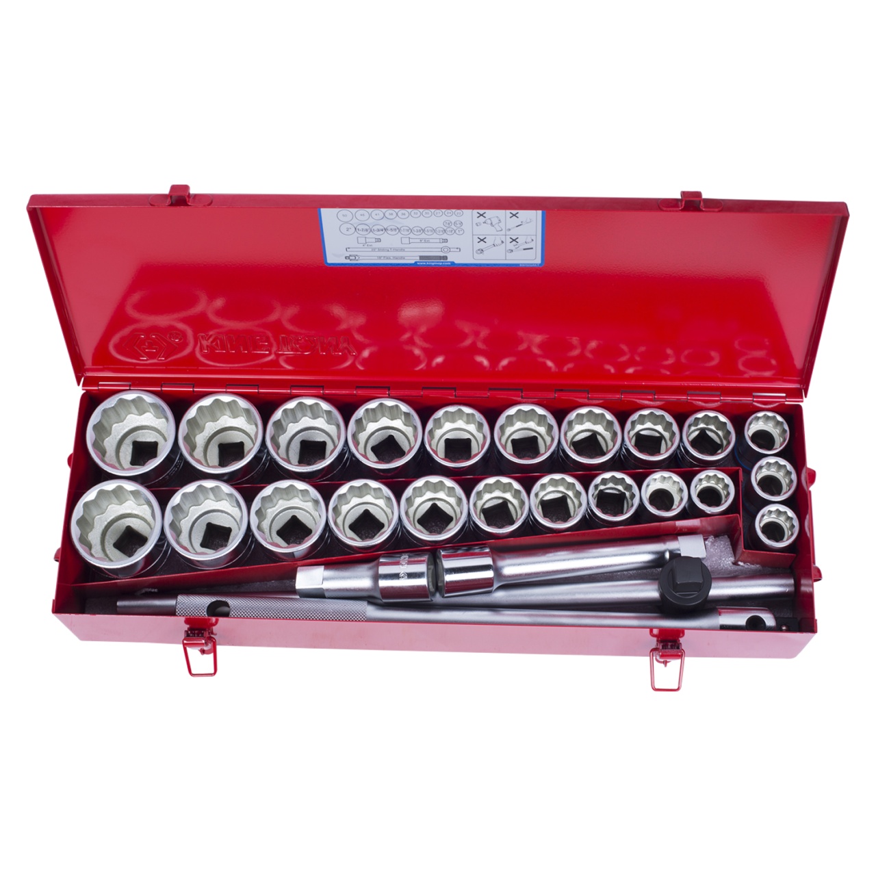 Набор торцевых головок с принадлежностями 3/4'', двенадцатигранные, 22-50 мм, 7/8''-2'', 26 предметов KING TONY 6226CR купить по цене 31 850 ₽ в интернет магазине ТЕХСАД