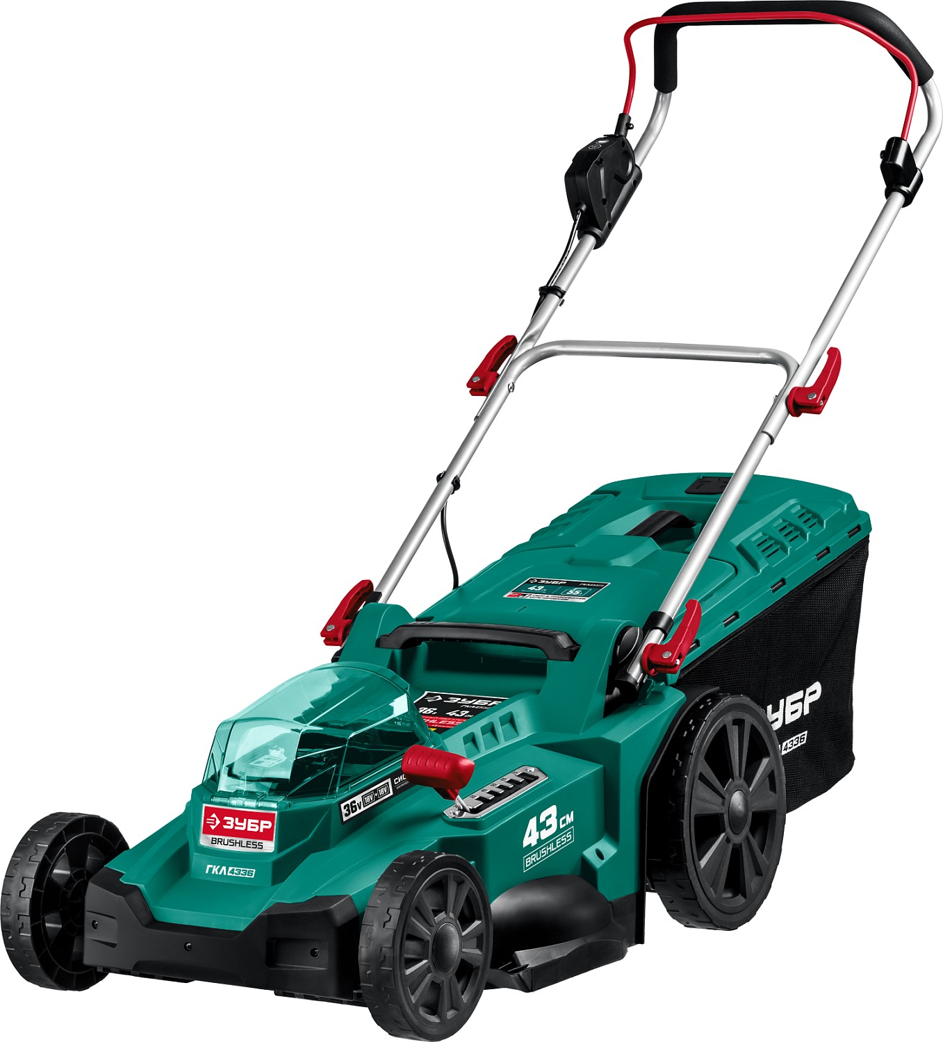 ЗУБР 36В, бесщеточная, без АКБ, газонокосилка ГКЛ-4336 Мастер купить по цене 21 010 ₽ в интернет магазине ТЕХСАД