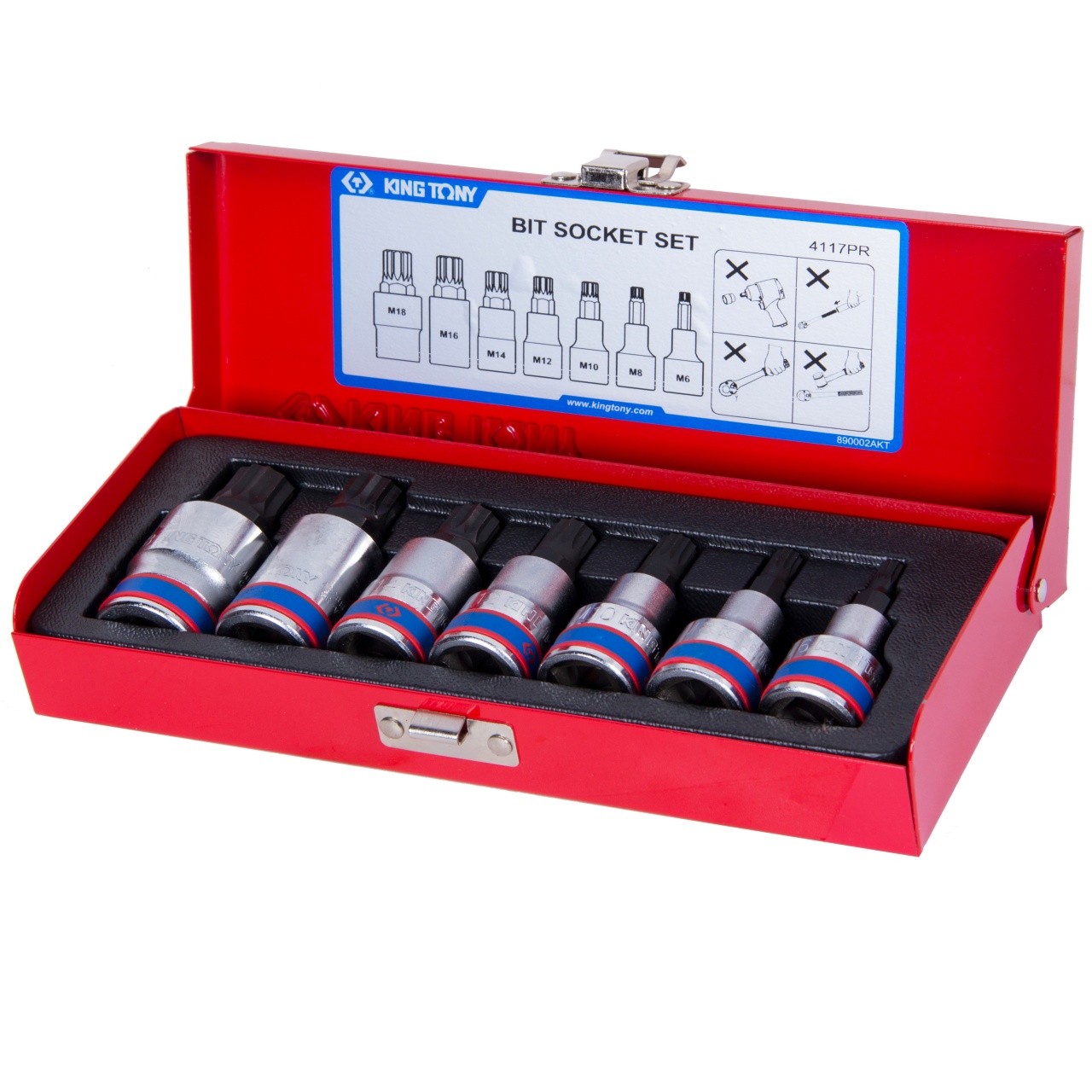 Набор торцевых насадок 1/2'', Spline, M6-M18, L = 60 мм, 7 предметов KING TONY 4117PR купить по цене 4 090 ₽ в интернет магазине ТЕХСАД
