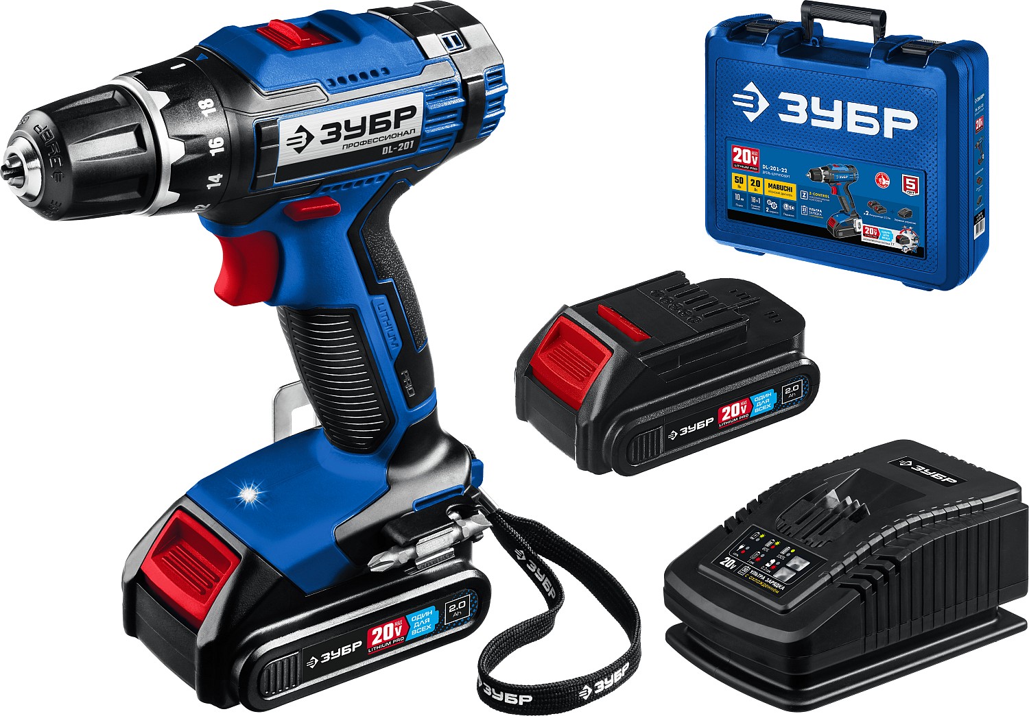 ЗУБР 20 В, 2 АКБ (2Ач), в кейсе, дрель-шуруповерт DL-201-22 Профессионал купить по цене 13 010 ₽ в интернет магазине ТЕХСАД