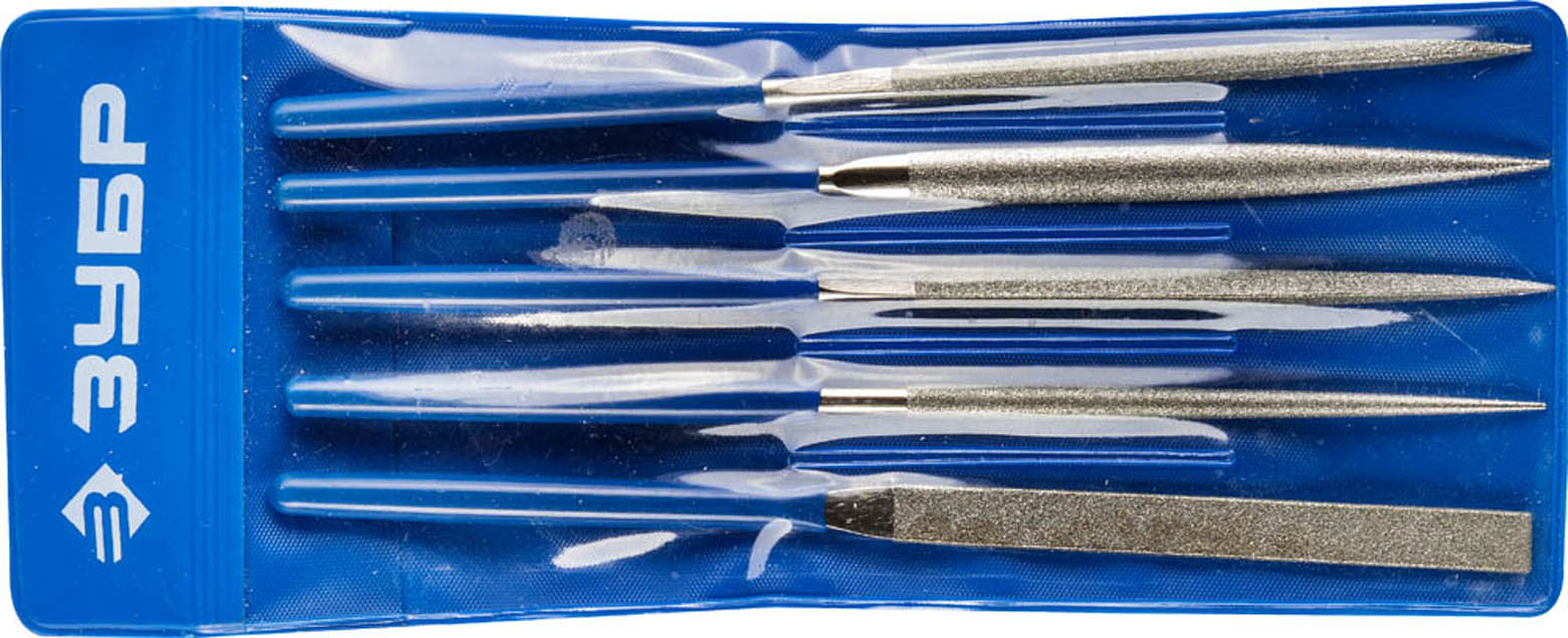 ЗУБР 140мм, 5 предметов, алмазное напыление, набор надфилей 33386-140-H5 купить по цене 800 ₽ в интернет магазине ТЕХСАД