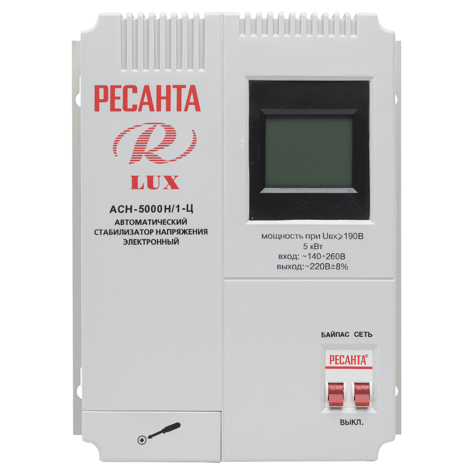 Стабилизатор напряжения серии LUX РЕСАНТА АСН-5000Н/1-Ц купить по цене 11 490 ₽ в интернет магазине ТЕХСАД