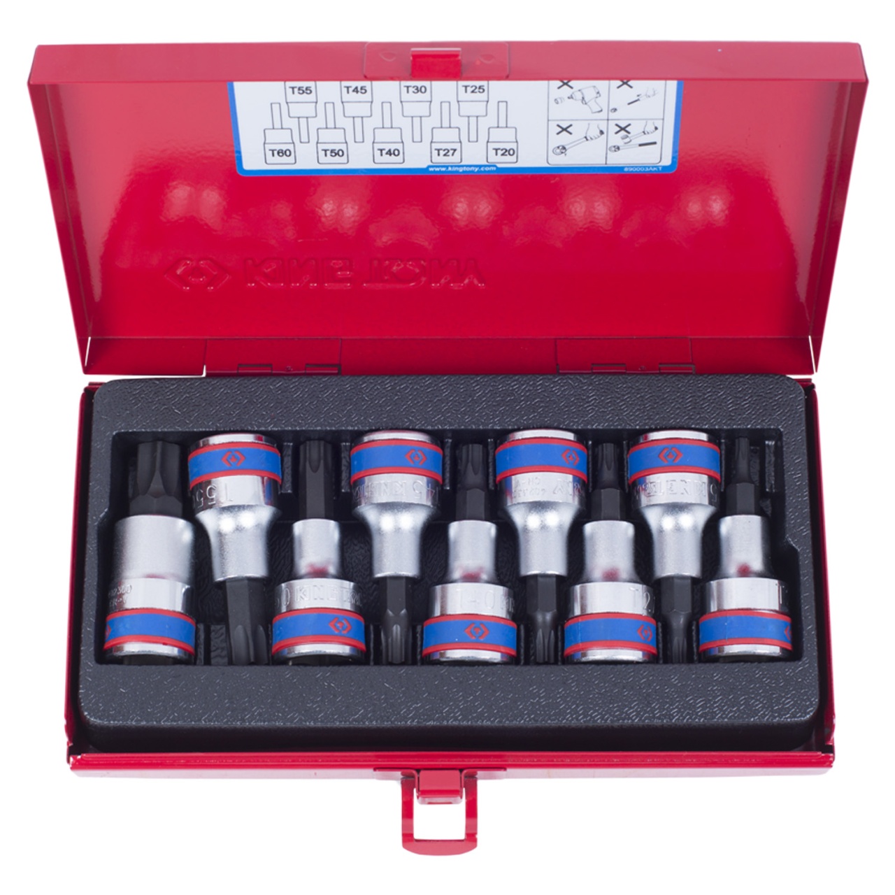 Набор торцевых насадок 1/2'', Torx, Т20-Т60 мм, L = 60 мм, 9 предметов KING TONY 4109PR купить по цене 3 840 ₽ в интернет магазине ТЕХСАД