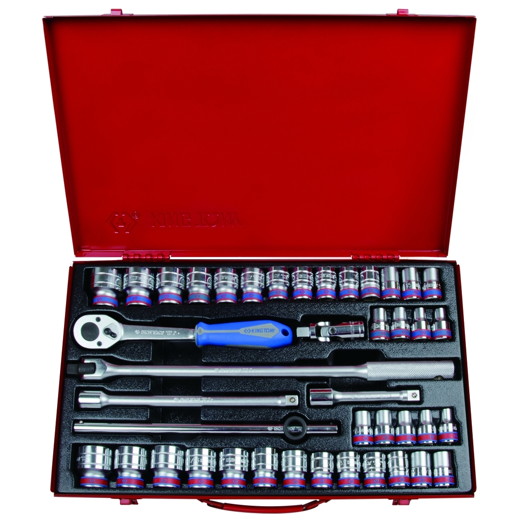 KING TONY Набор торцевых головок с принадлежностями 1/2'', двенадцатигранные, 10-32 мм, 5/16''-1-1/4'', 42 предмета купить по цене 20 550 ₽ в интернет магазине ТЕХСАД