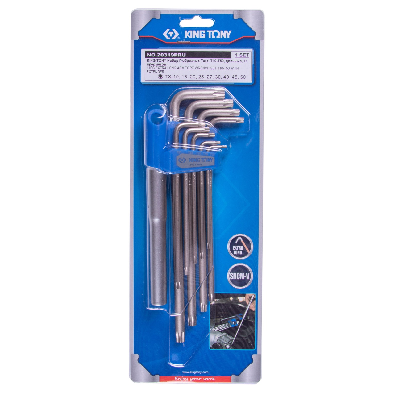 Набор Г-образных Torx, T10-T50, длинные, 11 предметов KING TONY 20319PRU купить по цене 2 510 ₽ в интернет магазине ТЕХСАД