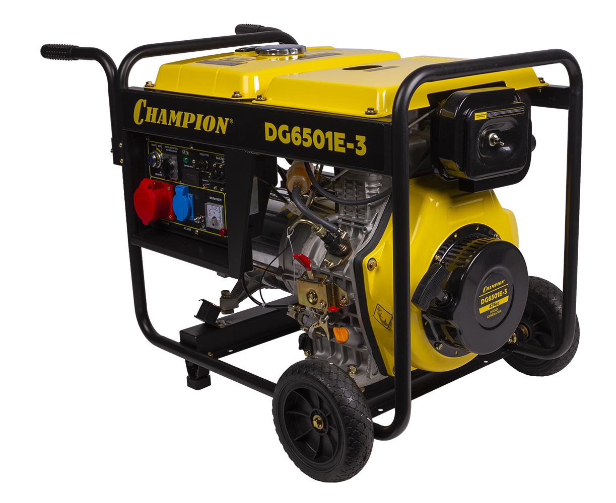 Генератор дизельный CHAMPION DG6501E-3 Генератор дизельный CHAMPION DG6501E-3 купить по цене 99 190 ₽ в интернет магазине ТЕХСАД