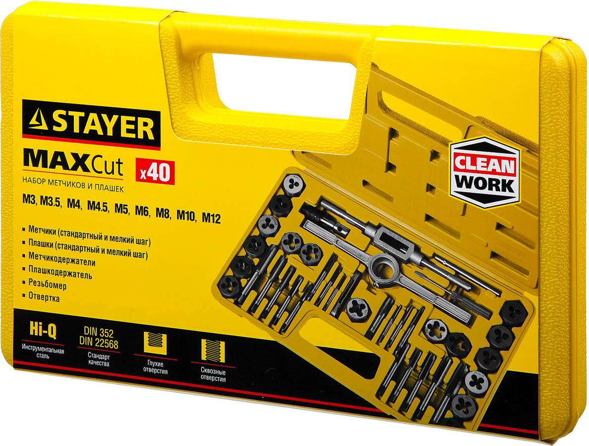 STAYER 40 предметов, легированная сталь, набор метчиков и плашек MaxCut 2805-H40_z01 купить по цене 6 440 ₽ в интернет магазине ТЕХСАД