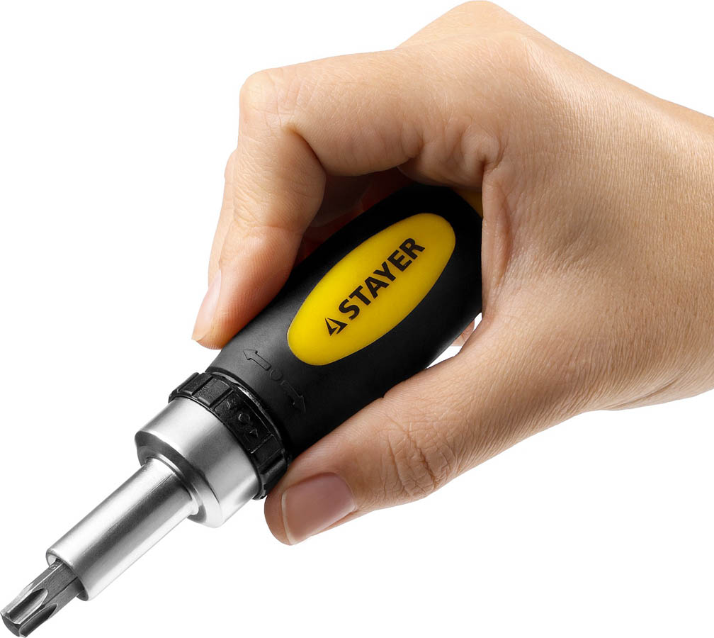 STAYER 38 шт., отвертка реверсивная с битами MAXFIX 2557-H38 купить по цене 630 ₽ в интернет магазине ТЕХСАД