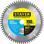 STAYER 190 х 30/20 мм, 64Т, диск пильный по алюминию MULTI MATERIAL 3685-190-30-64 купить по цене 740 ₽ в интернет магазине ТЕХСАД
