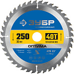ЗУБР  250 x 30 мм, 40Т, диск пильный по дереву Оптима 36903-250-30-40_z01 купить по цене 1 760 ₽ в интернет магазине ТЕХСАД