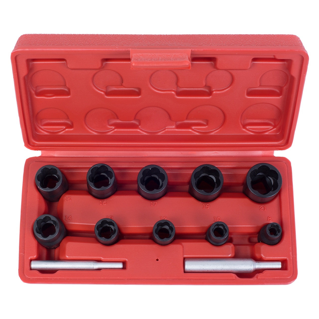 Набор торцевых головок для поврежденных гаек и болтов, 8-21 мм, кейс, кейс, 12 предметов МАСТАК 109-30012C купить по цене 9 610 ₽ в интернет магазине ТЕХСАД