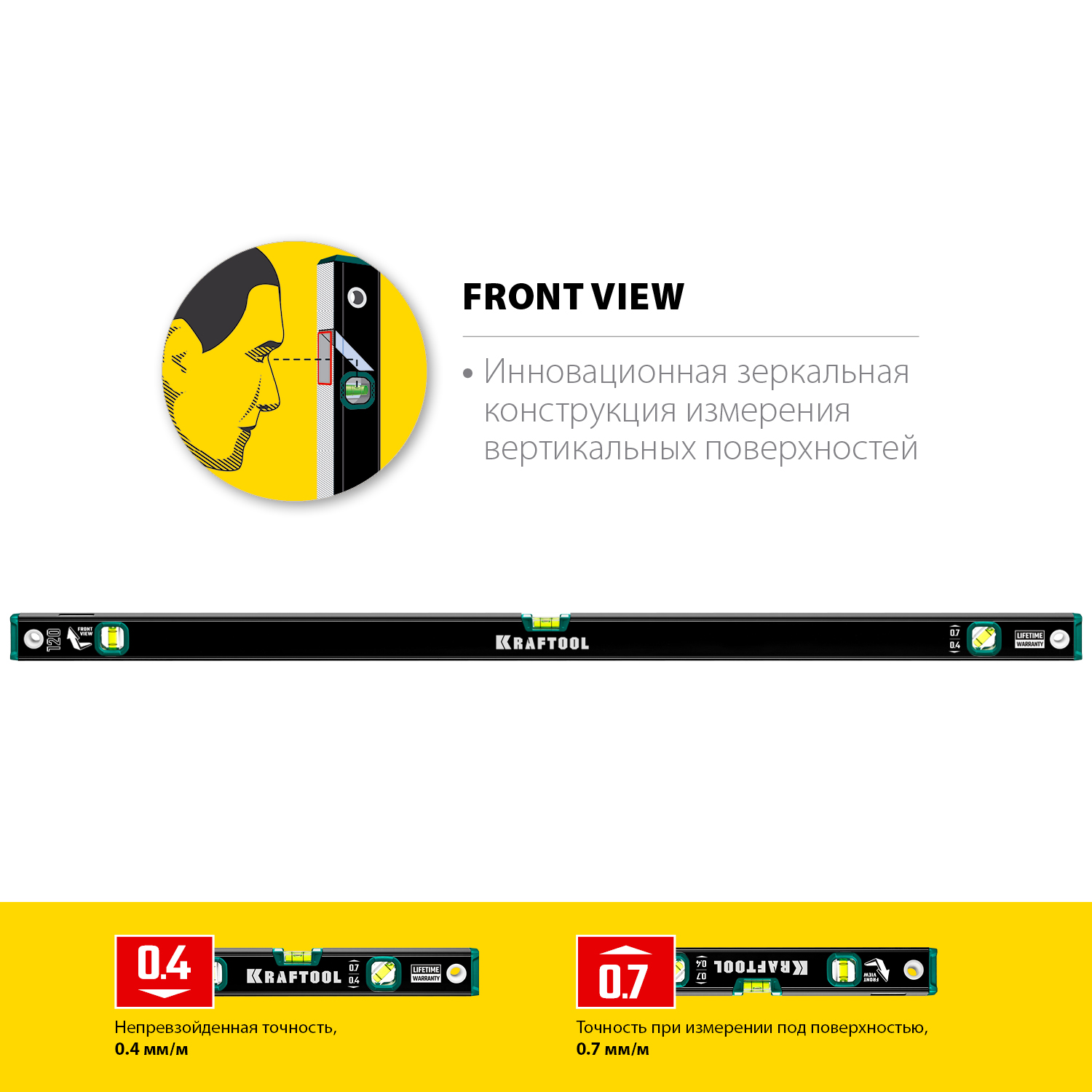 KRAFTOOL 1200 мм, уровень с зеркальным глазком GRAND 34781-120 купить по цене 2&nbsp;060 ₽ в интернет магазине ТЕХСАД