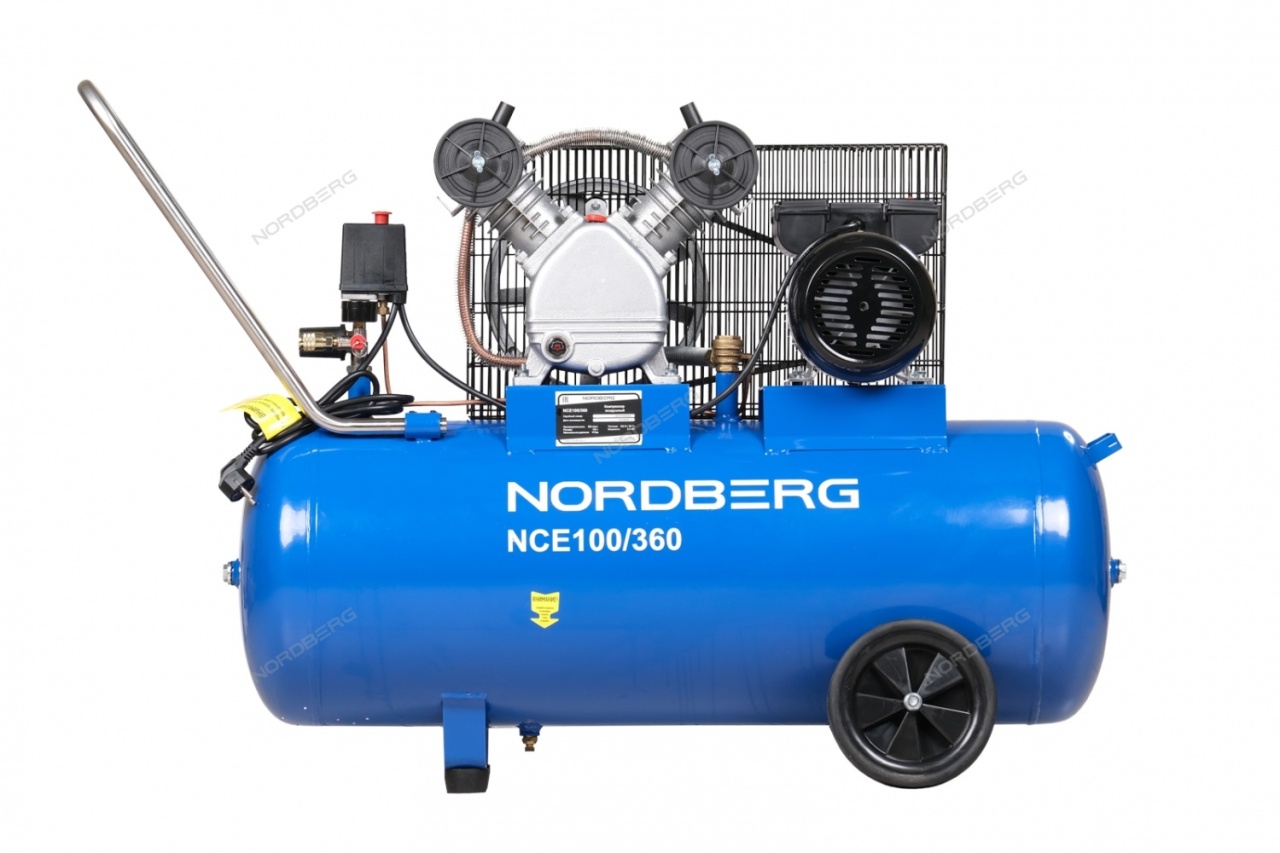 Компрессор поршневой, ременной NORDBERG NCE100/360 купить по цене 49 447 ₽ в интернет магазине ТЕХСАД