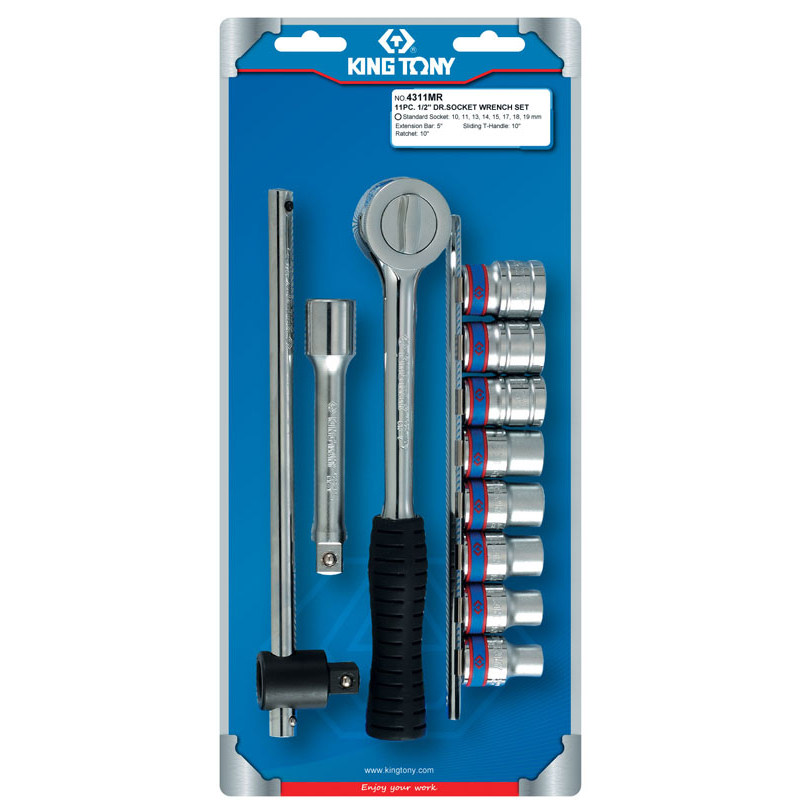 Набор торцевых головок 1/2'', шестигранные, 10-19 мм, 11 предметов KING TONY 4311MR купить по цене 4 700 ₽ в интернет магазине ТЕХСАД