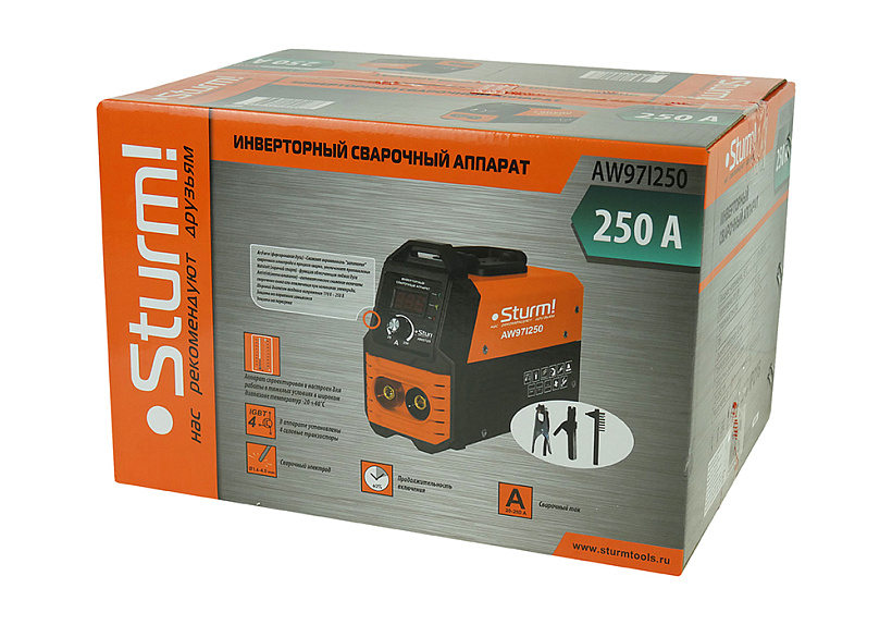 Сварочный инвертор Sturm! AW97I250 купить по цене 9 550 ₽ в интернет магазине ТЕХСАД