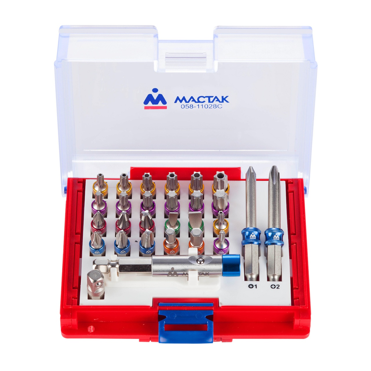 Набор вставок (бит) 1/4'', PH, PZ, Hex, Torx, Slotted, 28 предметов МАСТАК 058-11028C купить по цене 2 600 ₽ в интернет магазине ТЕХСАД