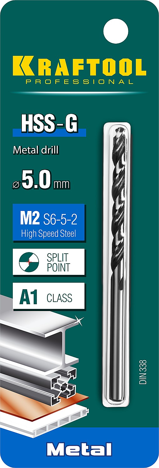 KRAFTOOL Ø 5 х 86 мм, HSS-G, сталь М2 (S6-5-2), класс A, сверло по металлу 29651-5 Pro купить по цене 177 ₽ в интернет магазине ТЕХСАД