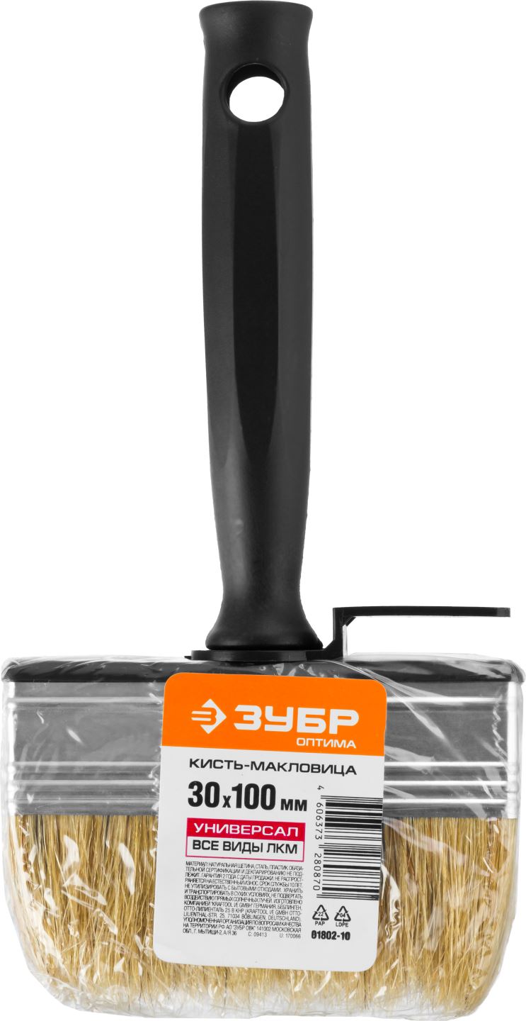 ЗУБР 3 х 10 см, щетина натуральная, пластмассовый корпус, кисть - макловица 01802-10 купить по цене 130 ₽ в интернет магазине ТЕХСАД