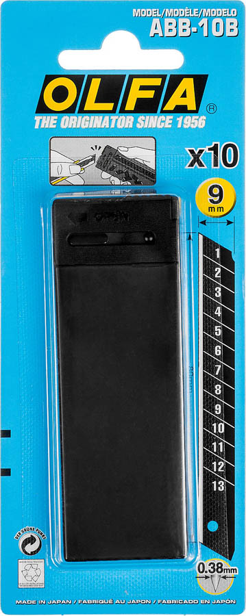 OLFA 10 шт., 9х80х0.38 мм, лезвия сегментированные EXCEL BLACK OL-ABB-10B купить по цене 520 ₽ в интернет магазине ТЕХСАД