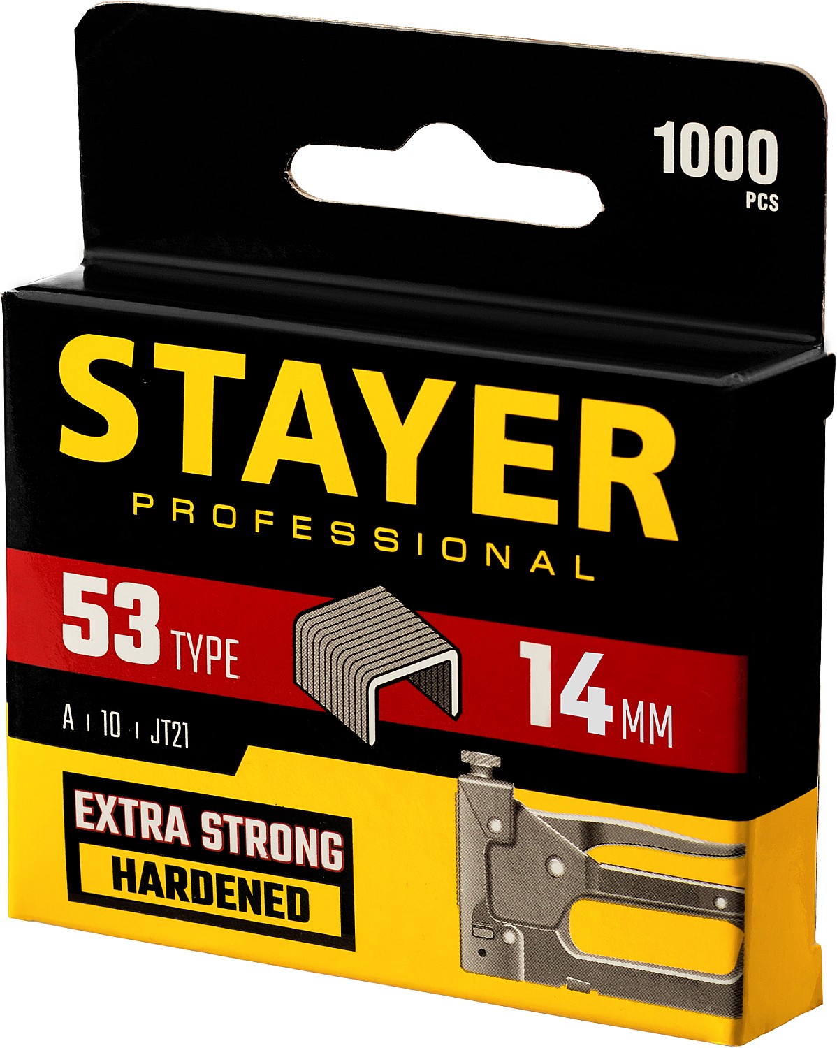 STAYER скобы тип 53 (A / 10 / JT21), 14 мм, 1000 шт., закаленные, особотвердые, скобы для степлера тонкие 3159-14_z02 Professional купить по цене 116 ₽ в интернет магазине ТЕХСАД
