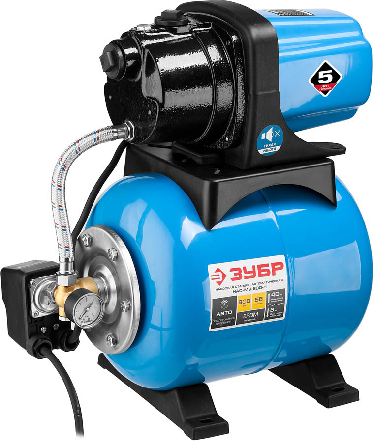 ЗУБР 800 Вт, 55 л/мин, станция насосная М3 НАС-М3-800-Ч купить по цене 17 250 ₽ в интернет магазине ТЕХСАД