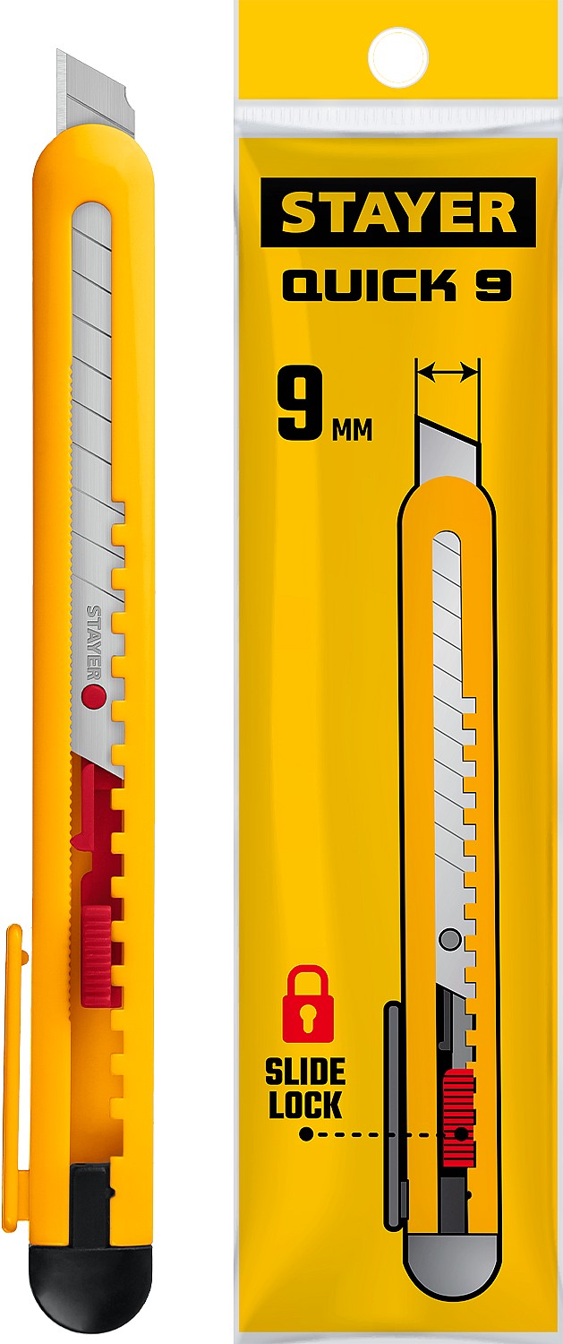 STAYER 9 мм, сегментированное лезвие, нож QUICK-9 0901_z01 купить по цене 54 ₽ в интернет магазине ТЕХСАД