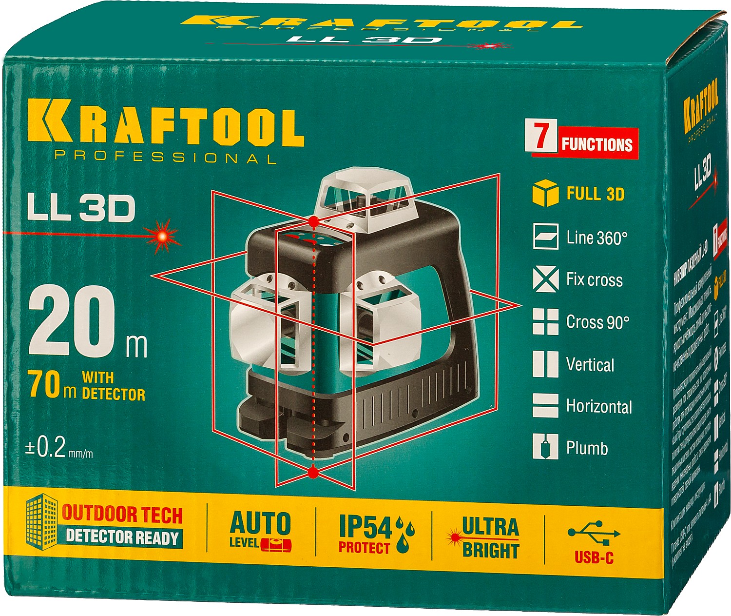 KRAFTOOL линейный лазерный нивелир LL3D 34640_z01 Professional купить по цене 13&nbsp;850 ₽ в интернет магазине ТЕХСАД