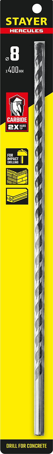 STAYER 8 x 400 мм, сверло по бетону HERCULES 2915-400-08_z01 PROFESSIONAL купить по цене 316 ₽ в интернет магазине ТЕХСАД