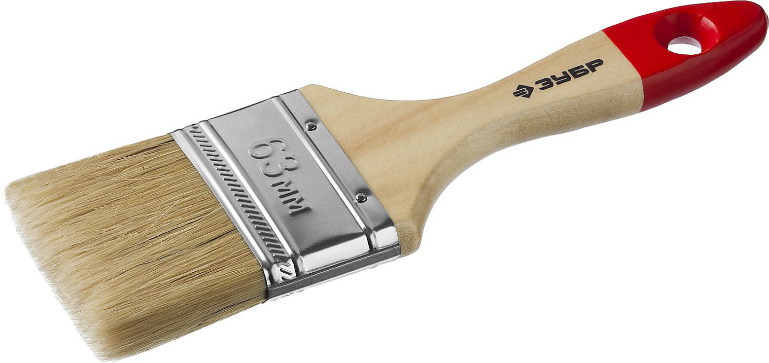 ЗУБР 63 мм, 2,5'', щетина натуральная светлая, кисть малярная плоская 4-01003-063 Мастер купить по цене 115 ₽ в интернет магазине ТЕХСАД